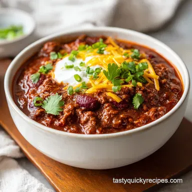 Chili for 6 Servings with Ground Beef Recipe Card