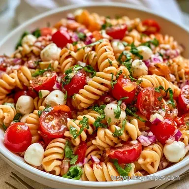 Tomato Basil Pasta Salad for 8 Servings Recipe Card