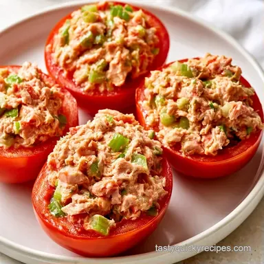 Tuna Stuffed Tomatoes in 15 Minutes Recipe Card