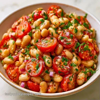White Bean Tomato Salad in 20 Minutes Recipe Card