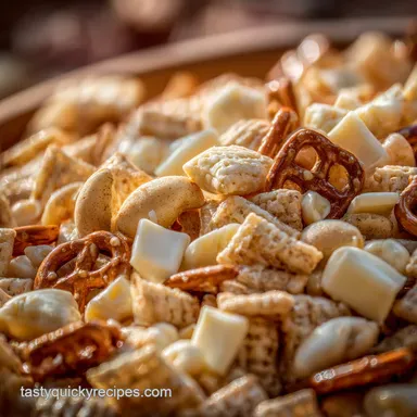 White Trash Snack Mix with White Chocolate: The Easiest No-Bake Sweet Treat Recipe Card