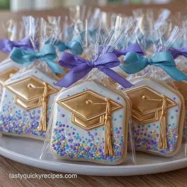 Wrapped Graduation Cookie Favors for 24 Recipe Card