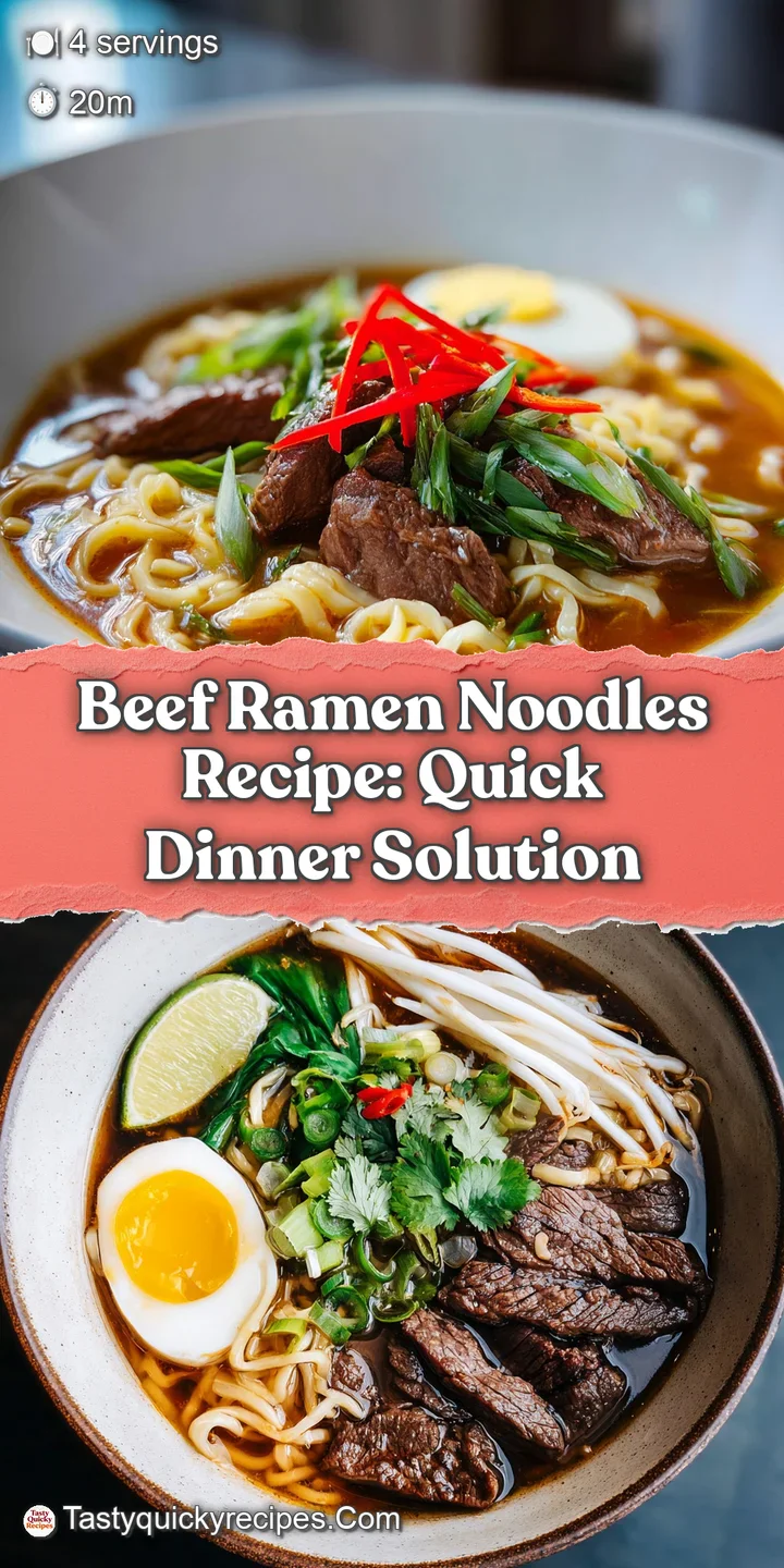 Close-up of appetizing ramen. Focus on the glistening noodles, savory beef, and rich, dark broth. Inviting and steamy.