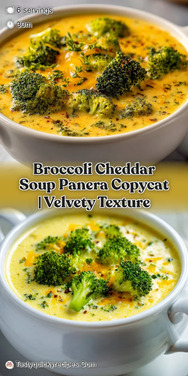 Close-up of thick, cheesy broccoli cheddar soup. Notice the flecks of green and golden cheese melted on the surface. Utter...