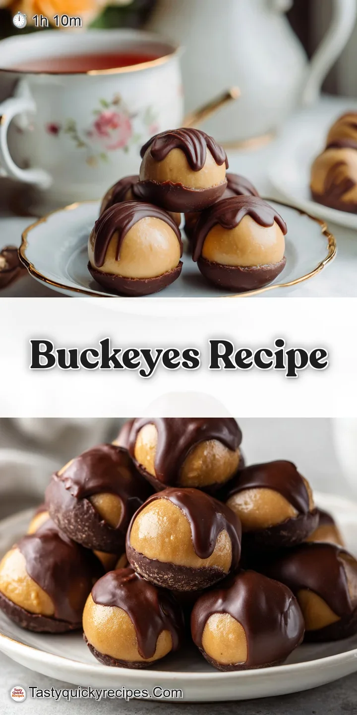 Close-up of a buckeye candy: shiny chocolate shell with a glimpse of the creamy peanut butter filling, tempting and delici...