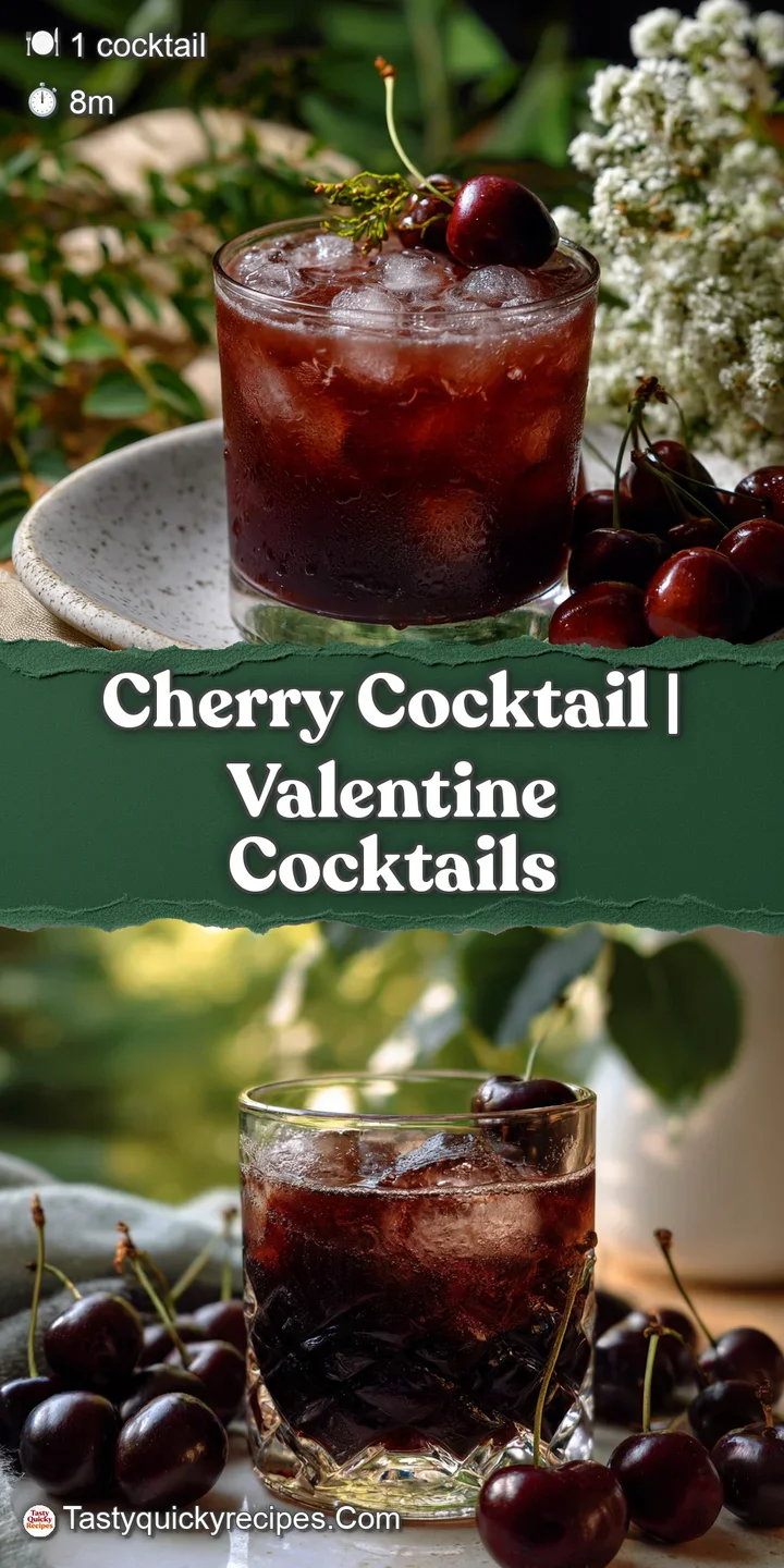Close-up of a bright red cherry cocktail showing condensation on the glass, inviting bubbles, and a tempting glimpse of ma...