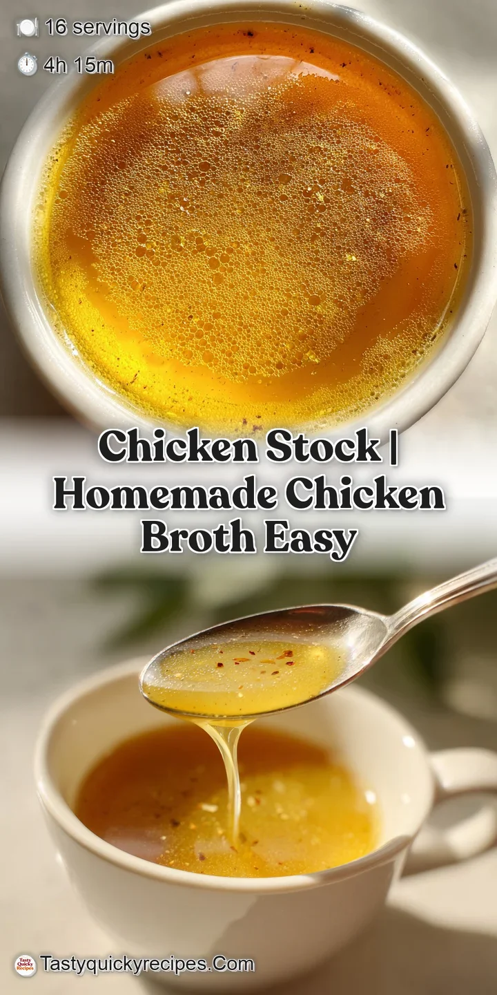 Close-up reveals shimmering droplets of flavorful fat glistening on the surface of homemade chicken stock, hints of herbs ...