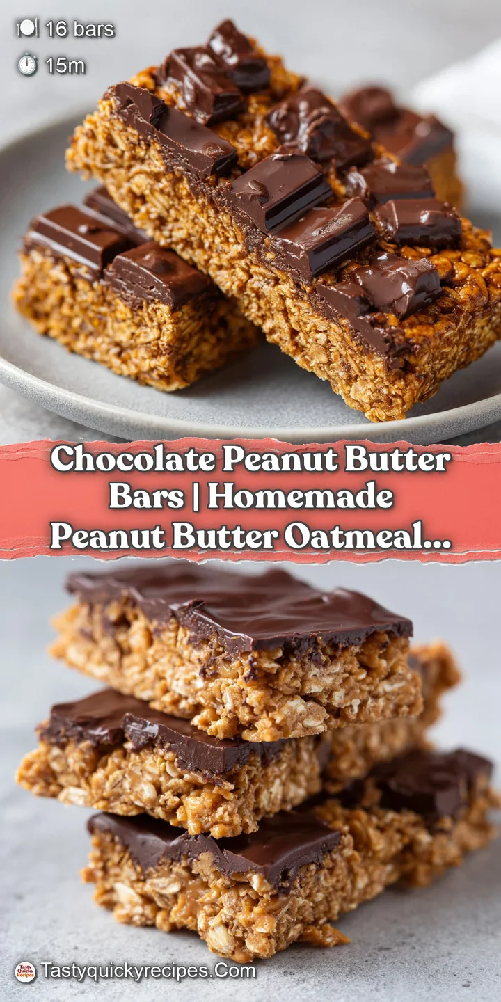 Close-up of a fudgy chocolate bar showing thick oat textures and a glossy, melted peanut butter drizzle.