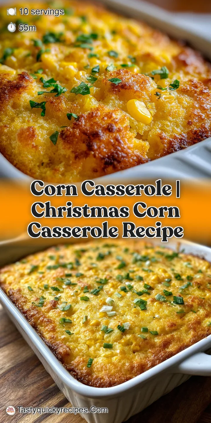 Close-up of a creamy corn casserole. Bubbling golden crust reveals a moist, tender interior. The steam hints at a warm, co...