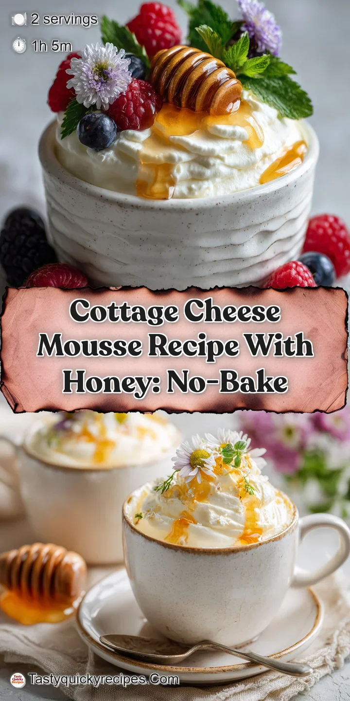 Close-up: Creamy cottage cheese mousse, glistening with honey. See the airy texture, subtle sweetness, and inviting, light...