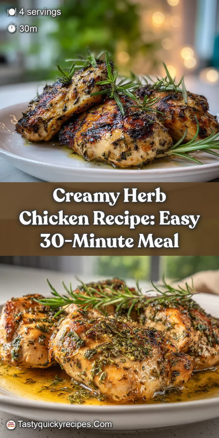 Close-up shot showcasing the creamy texture of herbed chicken, highlighting the juicy, tender meat and aromatic sauce.