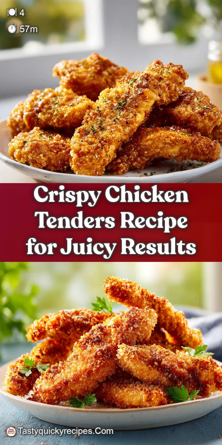 Close-up shows the juicy interior of a freshly cooked chicken tender. The breading has a crunchy, slightly uneven texture.