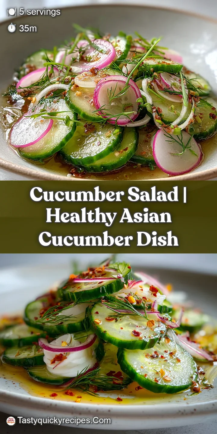 Close-up of a glistening cucumber salad highlighting the juicy cucumbers, translucent sliced onion, and finely chopped gre...