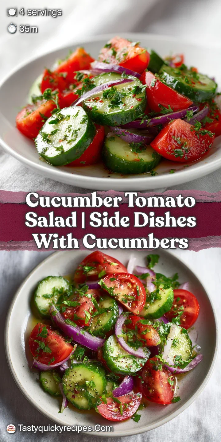 Macro shot of juicy red tomato wedges and crunchy cucumber slices glistening under a drizzle of olive oil.