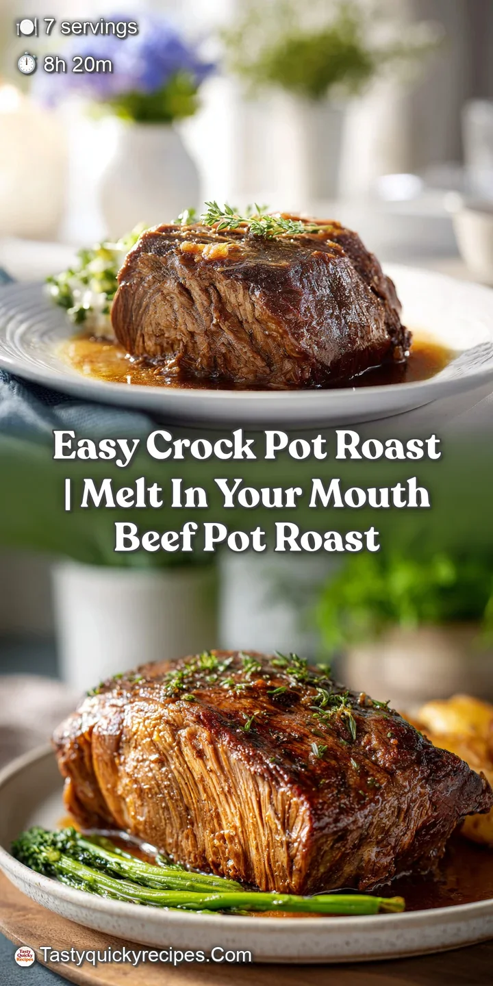 Close-up of tender, shredded pot roast with glistening gravy, showing juicy texture and flavorful browning, ready to serve...