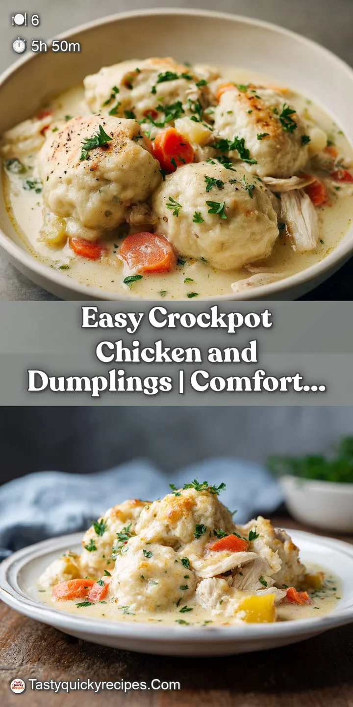 Close-up of creamy chicken and dumplings, steam rising, featuring tender chicken pieces and soft, pillowy dumplings.