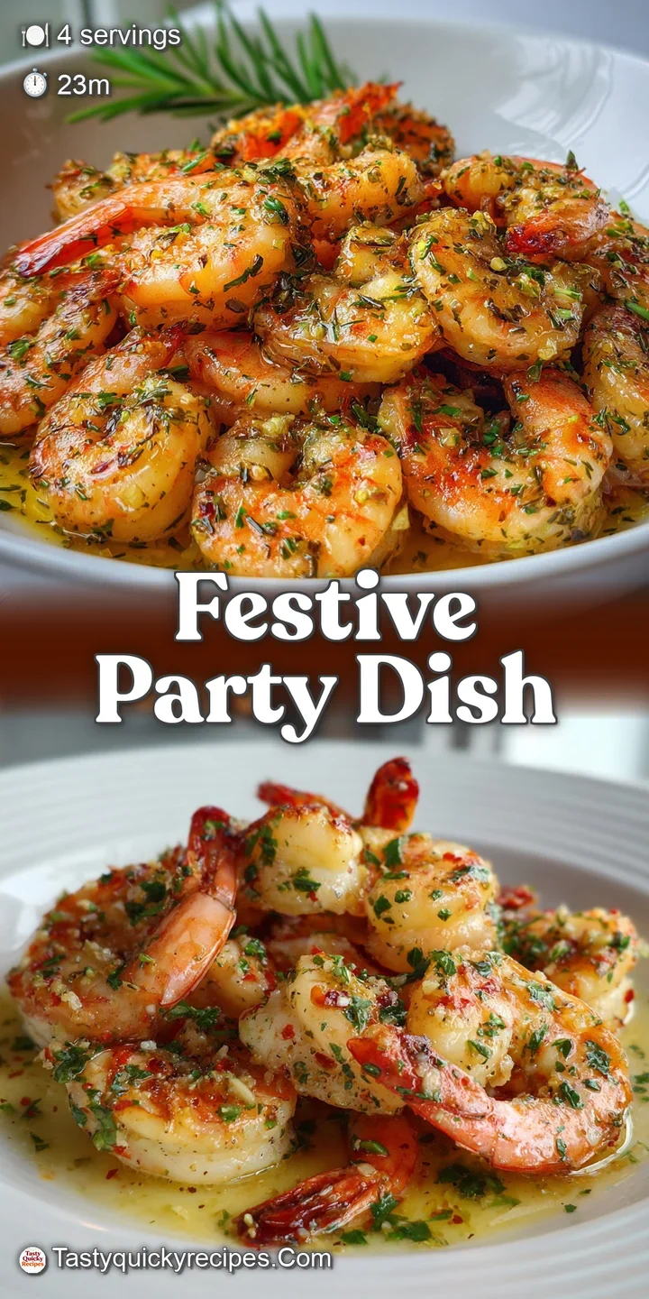 Close-up of plump, juicy shrimp sizzling with garlic and herbs, showcasing a tantalizing shimmer and inviting aroma.