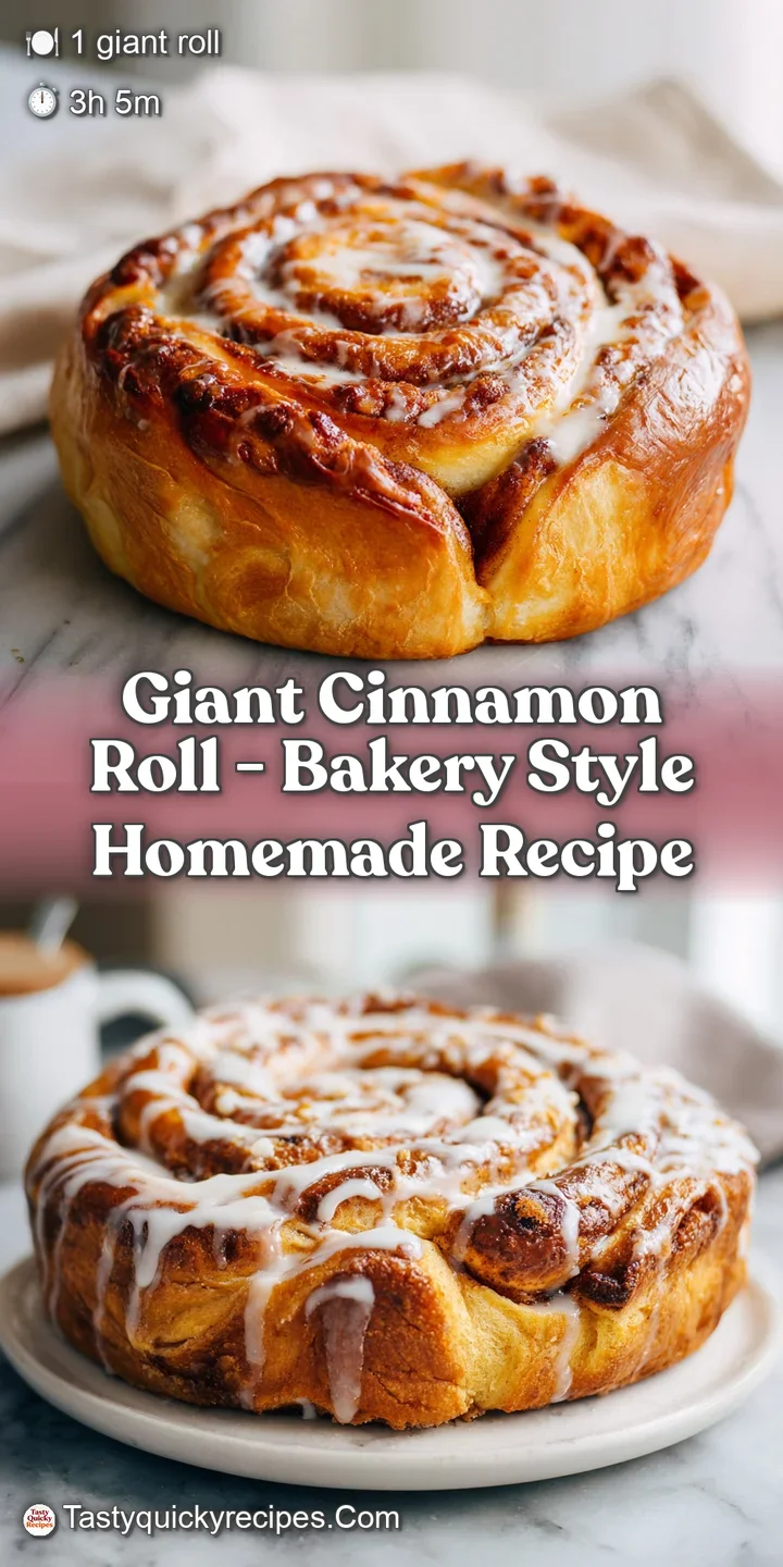 Close-up of a pillowy brioche swirl on a giant cinnamon roll, glistening with sweet cream cheese frosting.