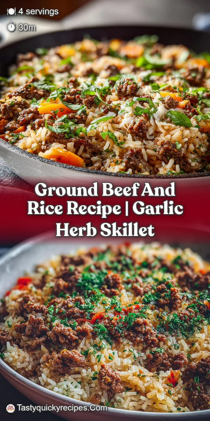 Close-up view of seasoned ground beef and rice. The savory aroma rises visually from the speckled, browned meat.