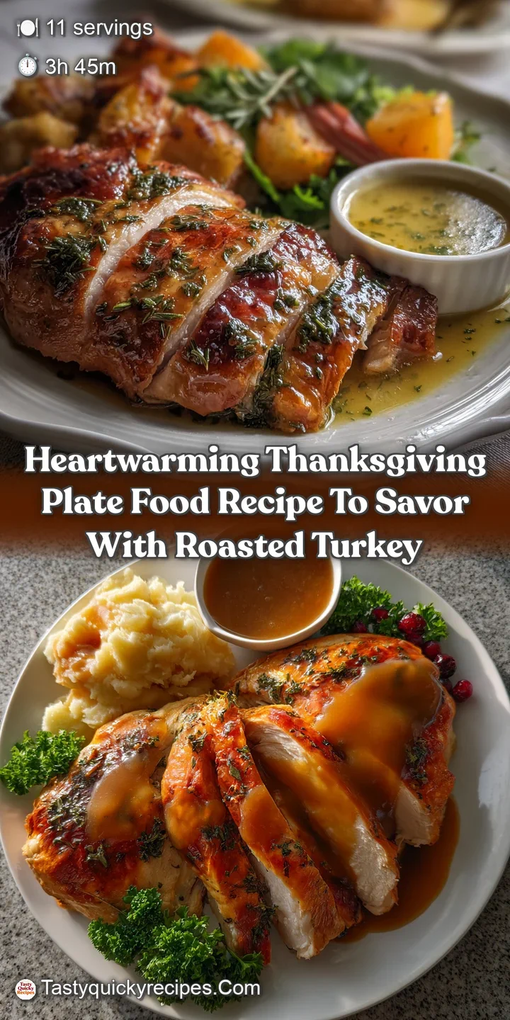 Close-up of tender turkey slices with glossy cranberry sauce and a sprig of herbs, promising a flavorful bite with a satis...