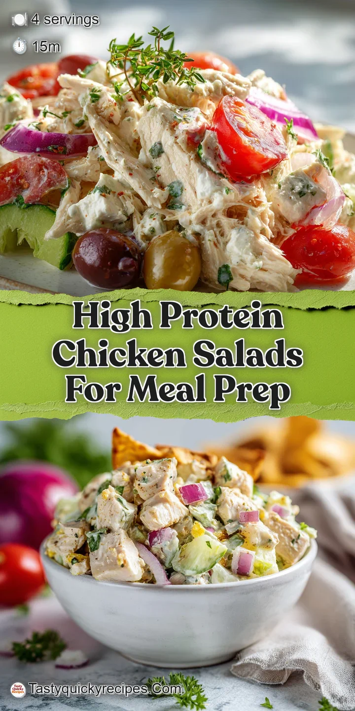 Close-up of chicken salad showing juicy grilled chicken, creamy dressing, and fresh herbs, appetizing and flavorful.