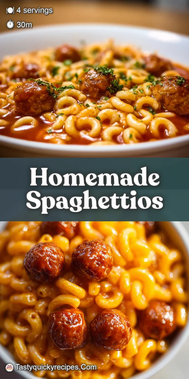 Close-up capturing the smooth, glossy texture of the orange pasta rings coated in a thick, inviting tomato sauce. Ready to...