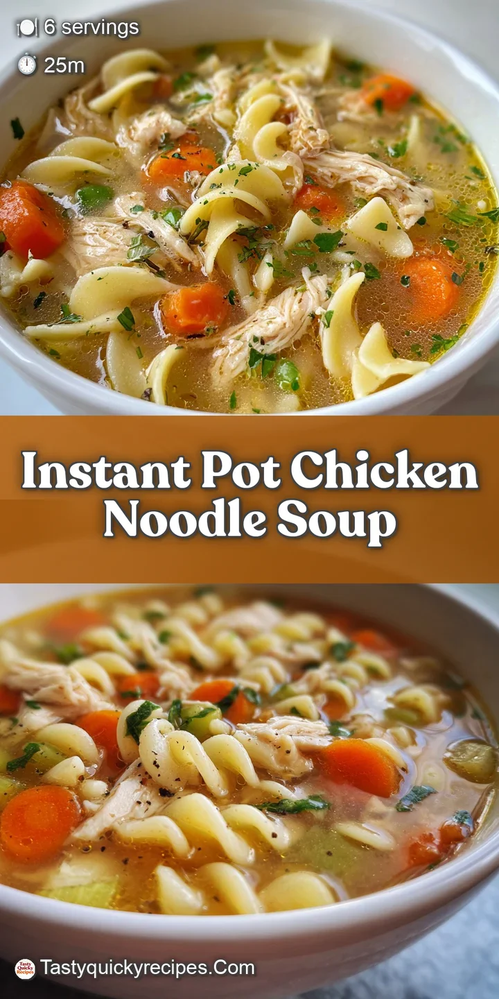 Close-up of creamy chicken noodle soup showing steam rising, tender chicken, and soft noodles in a rich, golden broth.