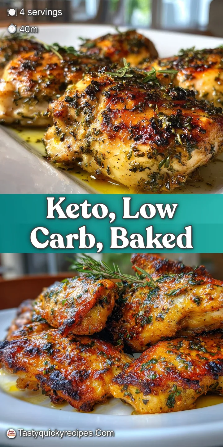 Close-up of juicy chicken thigh with golden, crackling skin and fragrant herbs, glistening in the light.