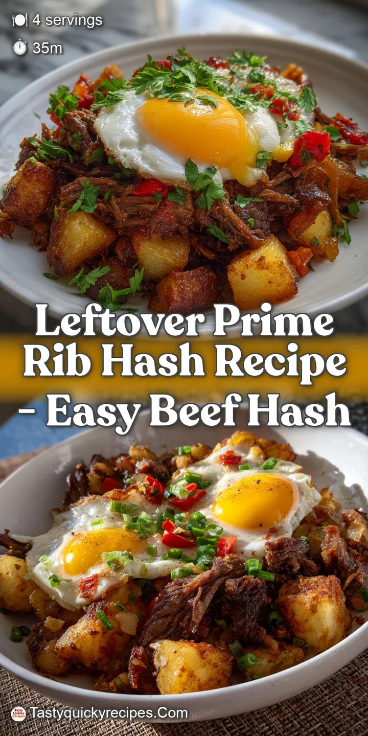 Close-up of a sizzling pan of hash with a mosaic of textures: crispy potatoes, juicy beef, and vibrant green herbs, all st...