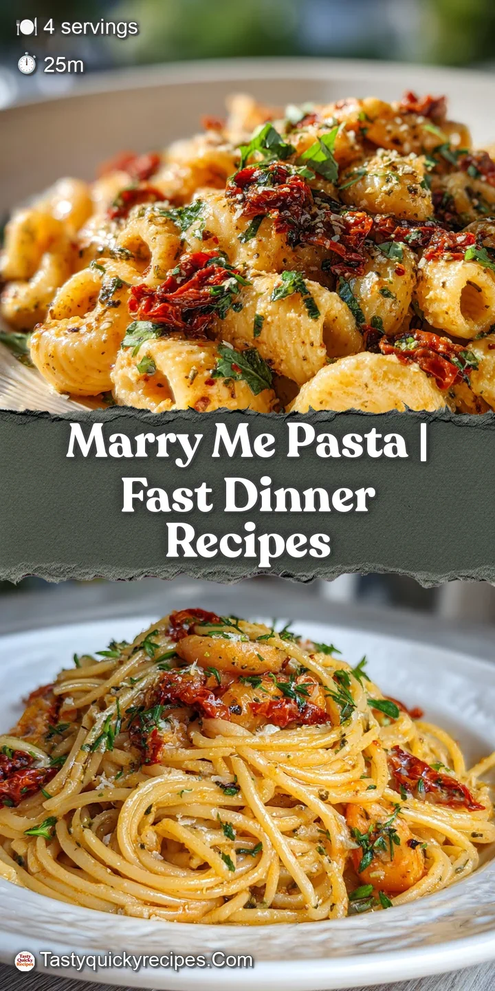 Close-up of glistening pasta, the creamy sauce clinging, flecked with bright sun-dried tomatoes and fresh basil.