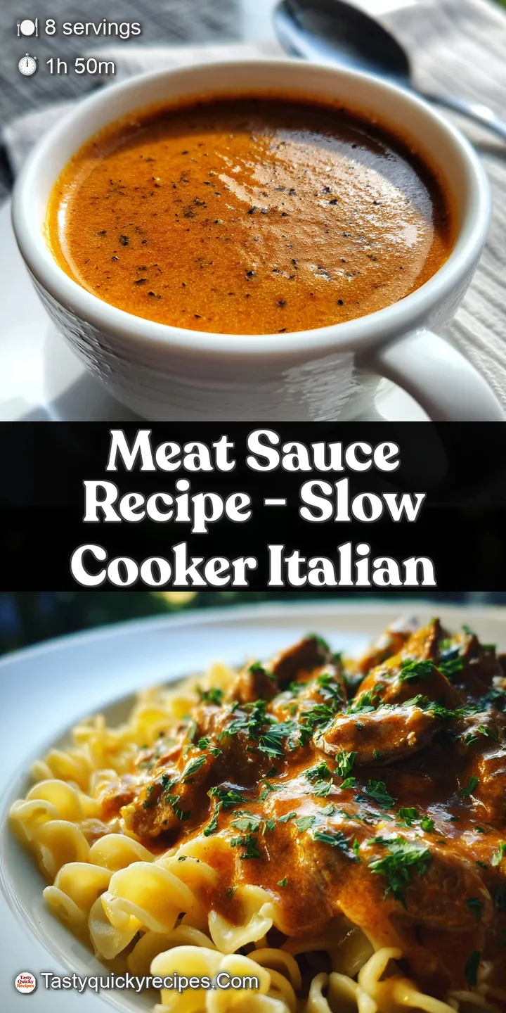 Close-up of the hearty lasagna meat sauce. You can see the rich texture with bits of juicy beef and tender vegetables. Rea...