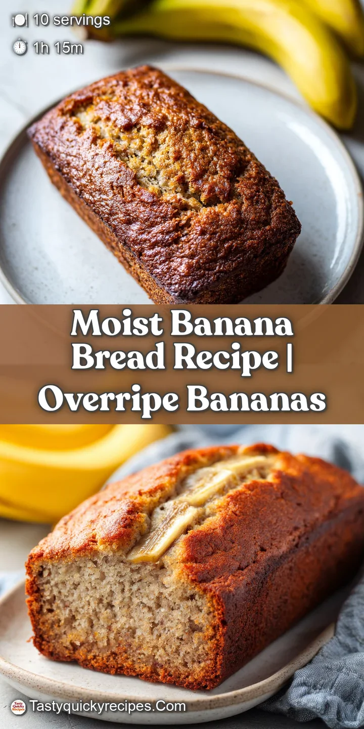 Close-up of moist banana bread with golden crust and soft interior, speckled with brown spots and banana slices.