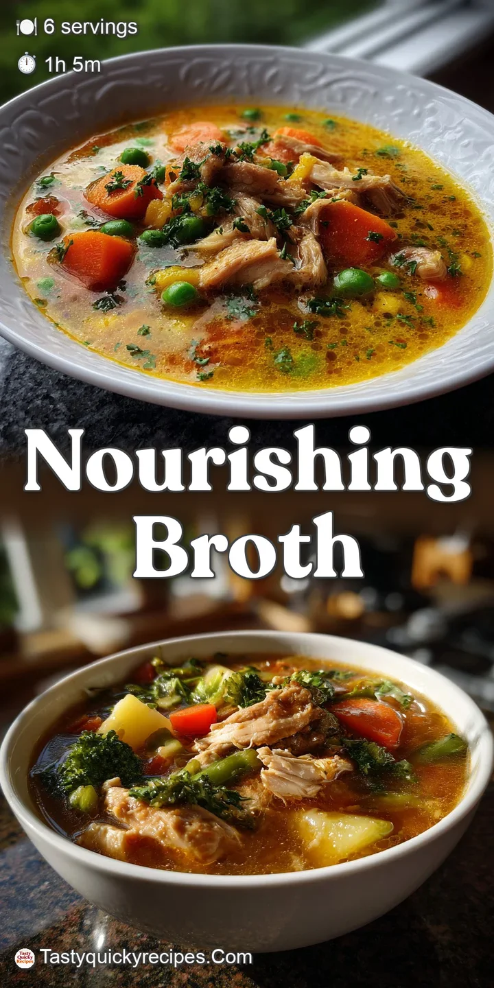 Close-up of a steaming bowl of chicken and vegetable soup, showcasing the glistening broth and soft texture of tender chic...