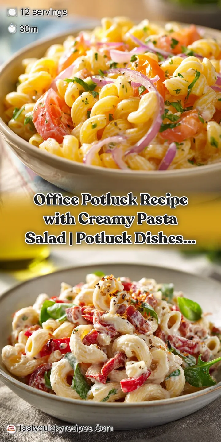 A close-up of glossy, fork-tender pasta coated in a rich, creamy dressing with visible chunks of bell pepper.