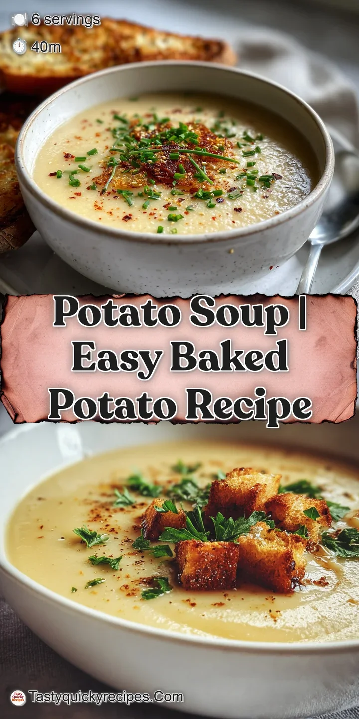 Close-up of creamy potato soup, highlighting the velvety texture and golden-brown pools of melted butter on top.