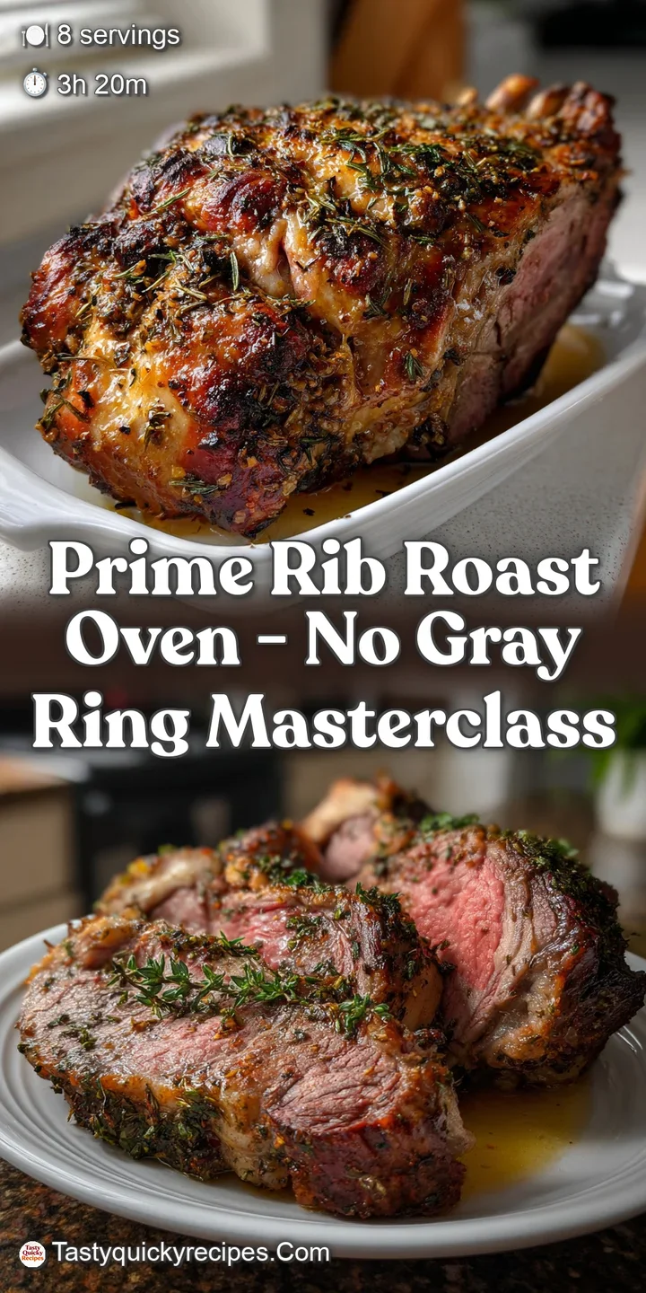 Close-up of a perfectly cooked prime rib slice, showcasing a rosy interior and a beautifully seared, flavorful crust, glis...