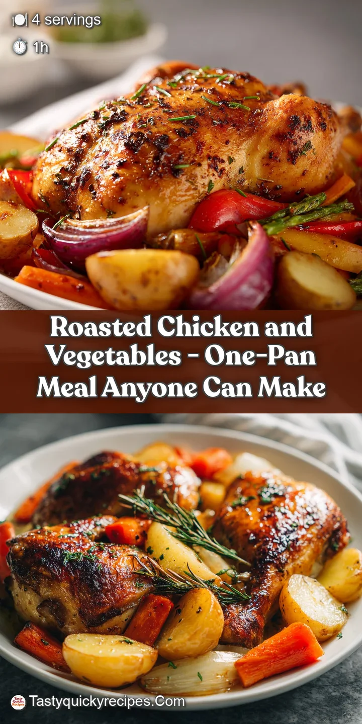 A close-up of perfectly roasted chicken skin glistening, with soft, steaming chunks of colorful, caramelized vegetables.