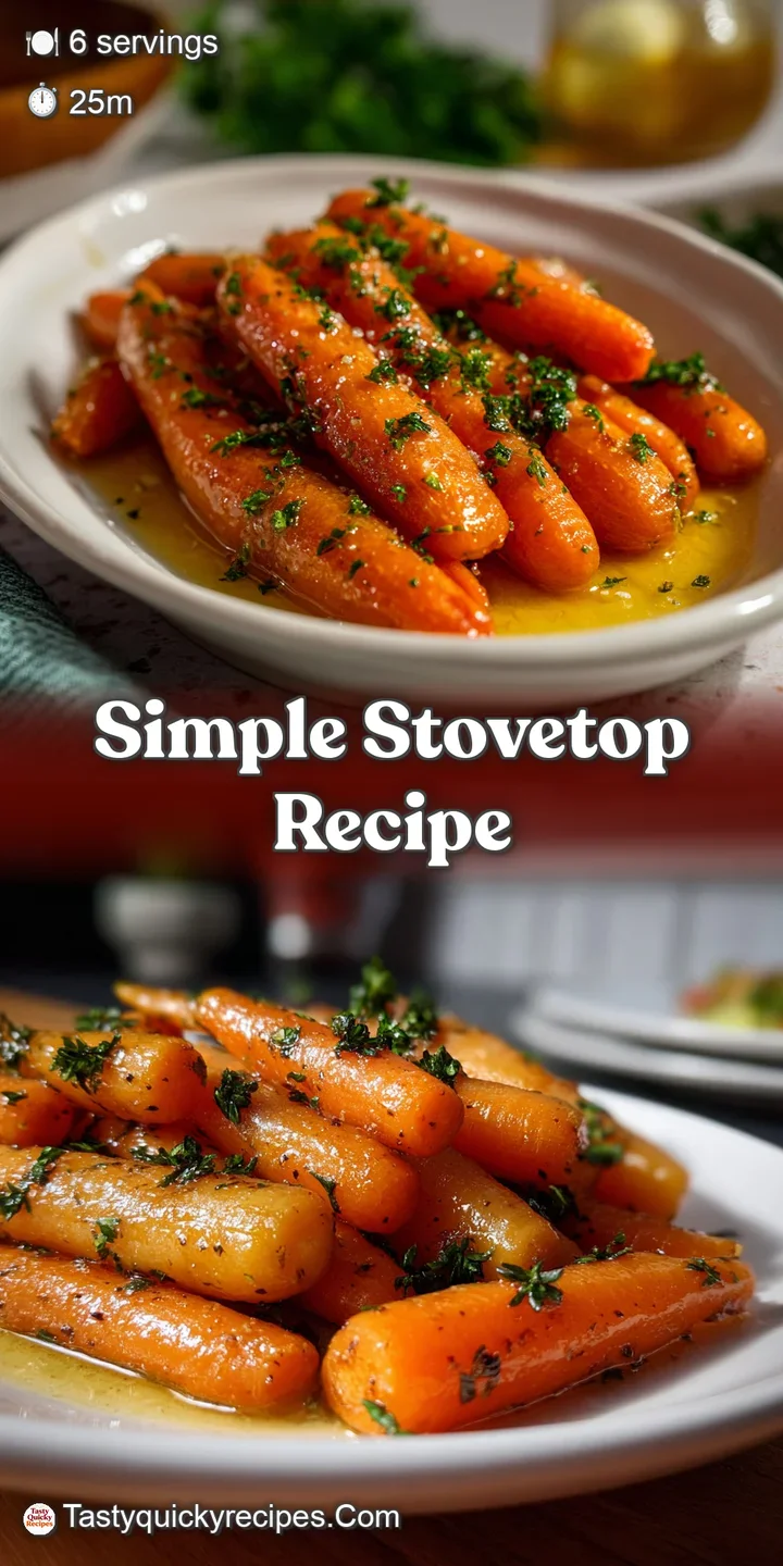 Close-up of honey-glazed carrots with caramelized bits, showcasing the sticky, shiny glaze and fresh green herbs, ready to...