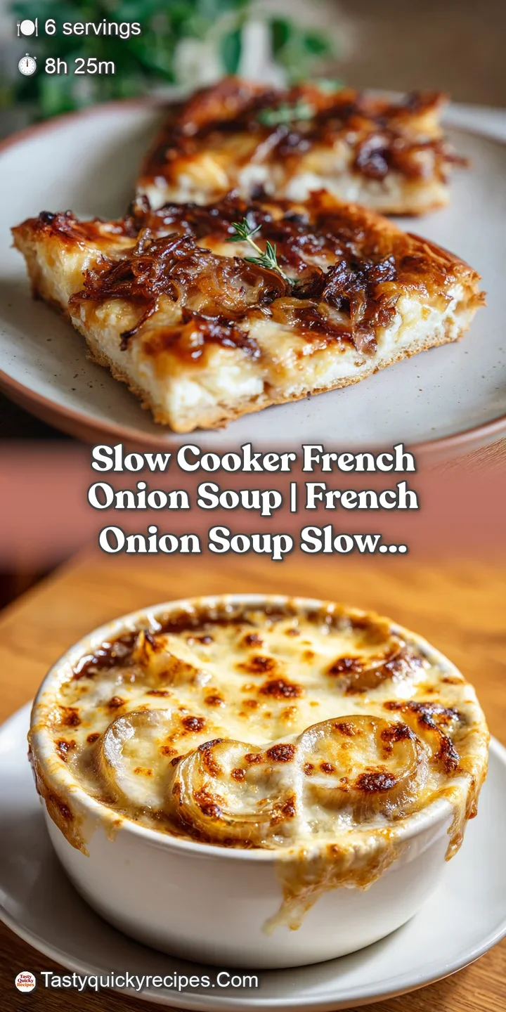 Extreme close-up of stretchy, melted golden cheese bubbling atop a crusty baguette in a rich brown broth.