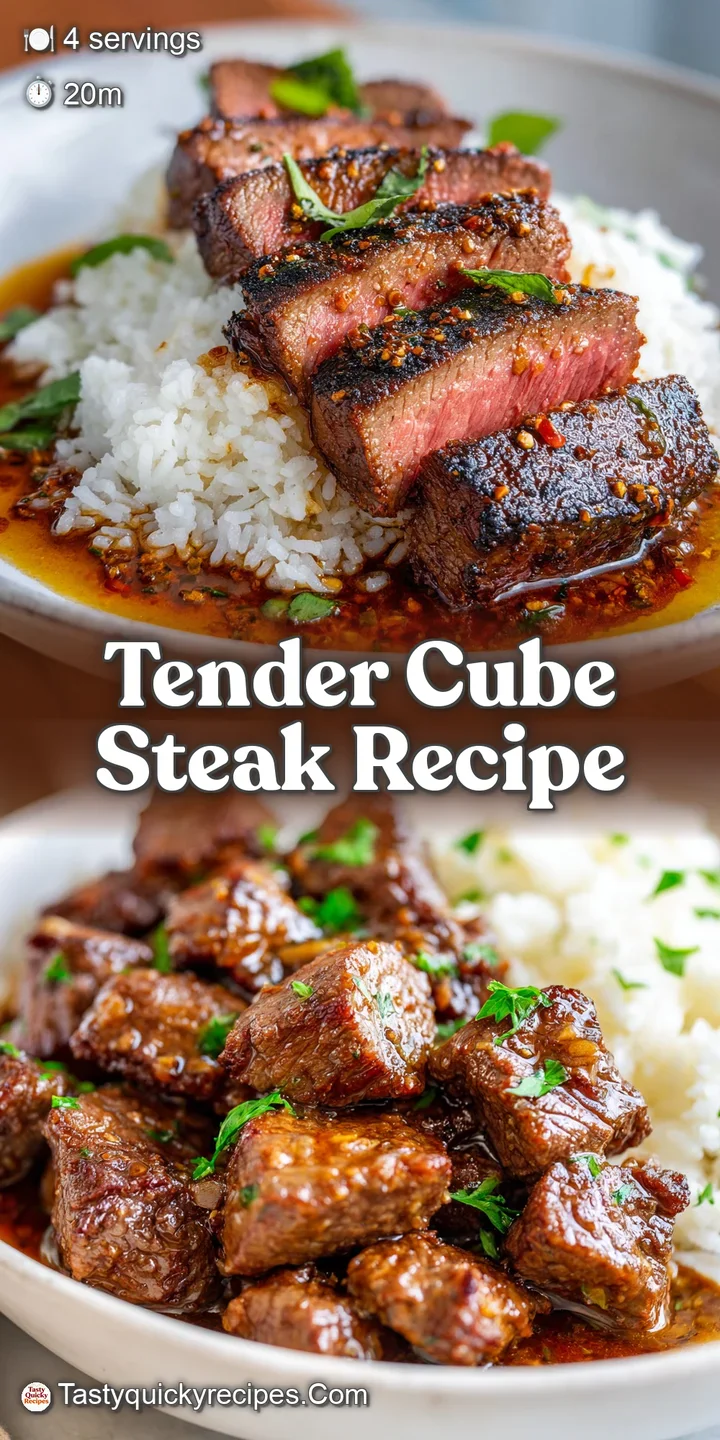 Close-up of perfectly seared cube steak, its textured surface promising a flavorful bite, with a rich, dark pan sauce driz...