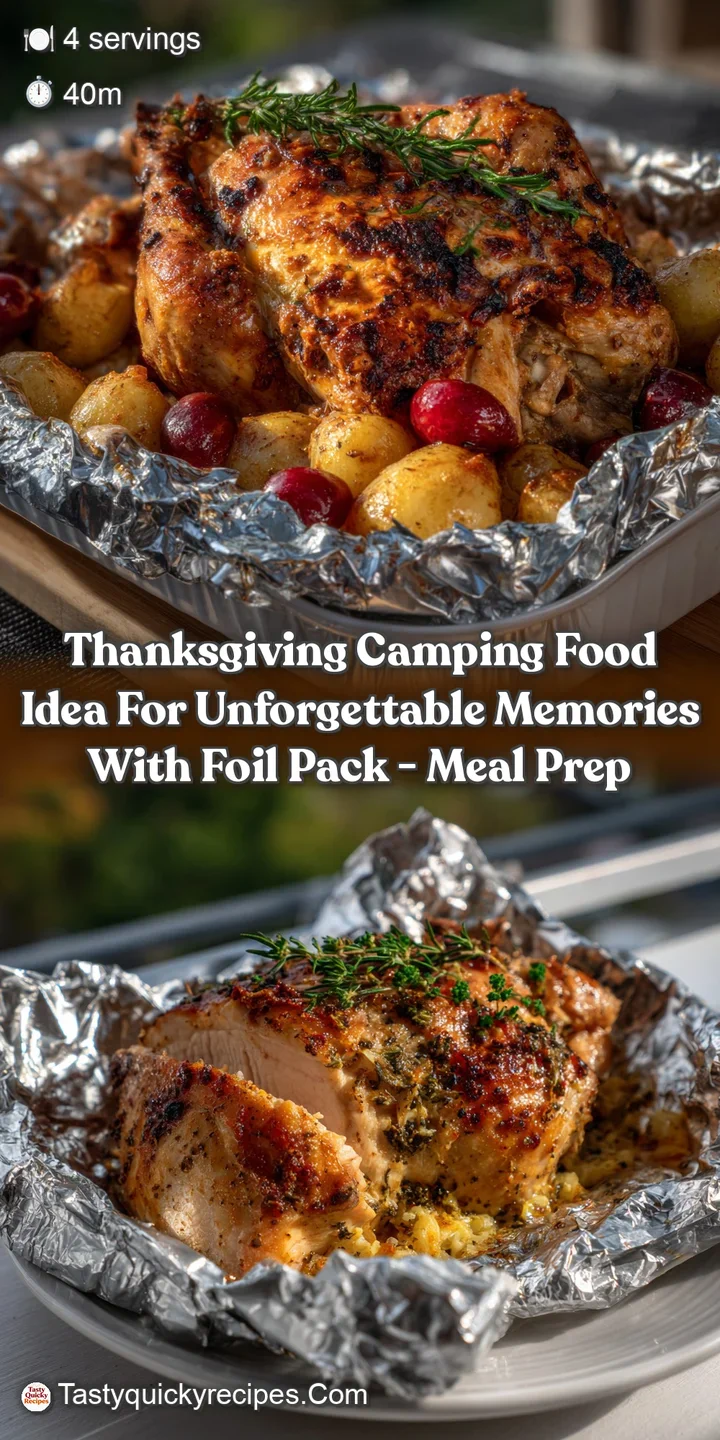 Close-up of a steaming foil packet, showcasing juicy turkey, colorful peppers, and tender, roasted sweet potatoes, glisten...