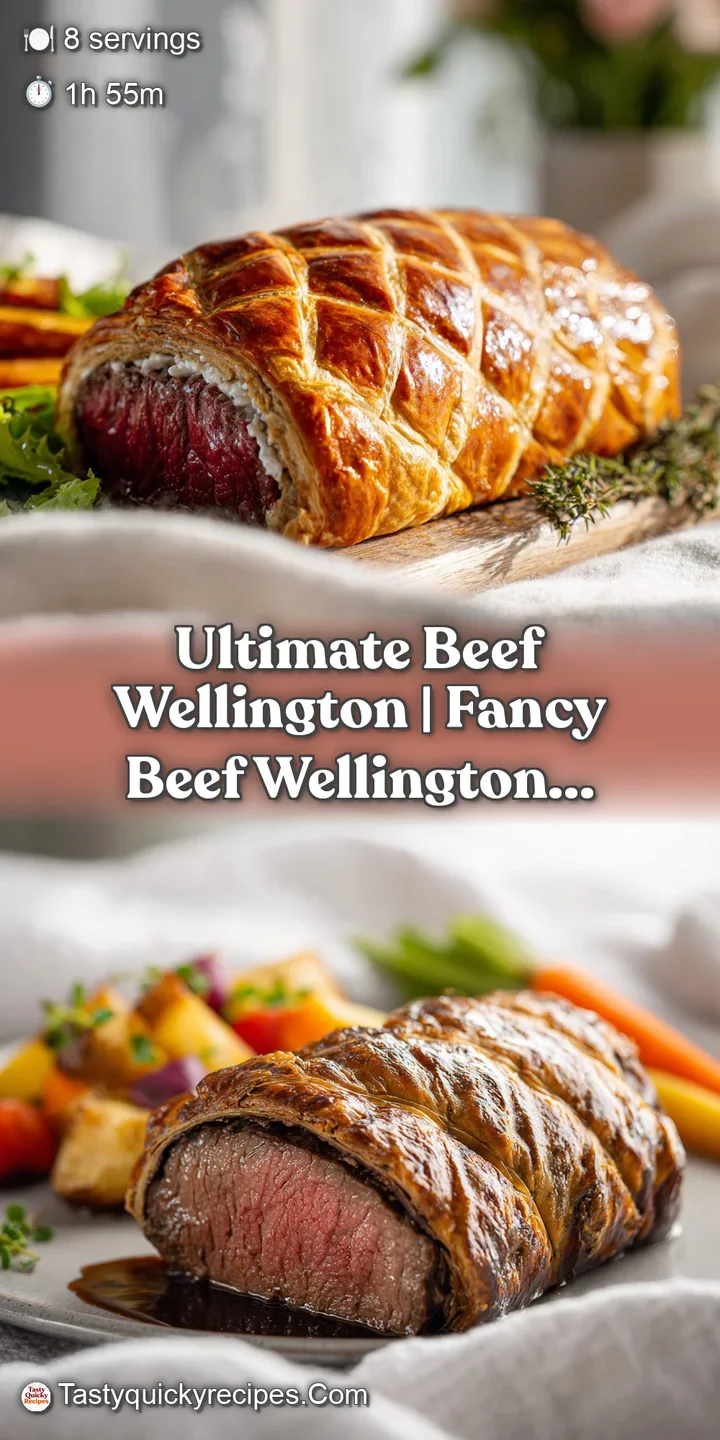 Close-up of glistening, golden pastry with a hint of mushroom duxelles peeking through, showcasing texture.