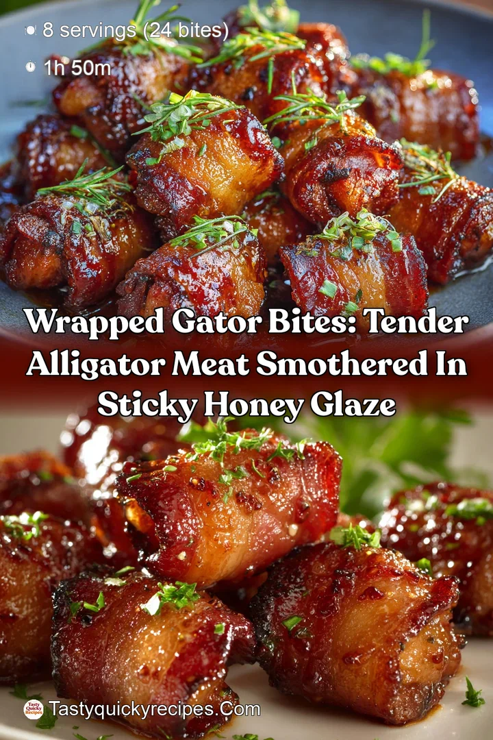 Wrapped Gator Bites: Tender Alligator Meat Smothered in Sticky Honey Glaze