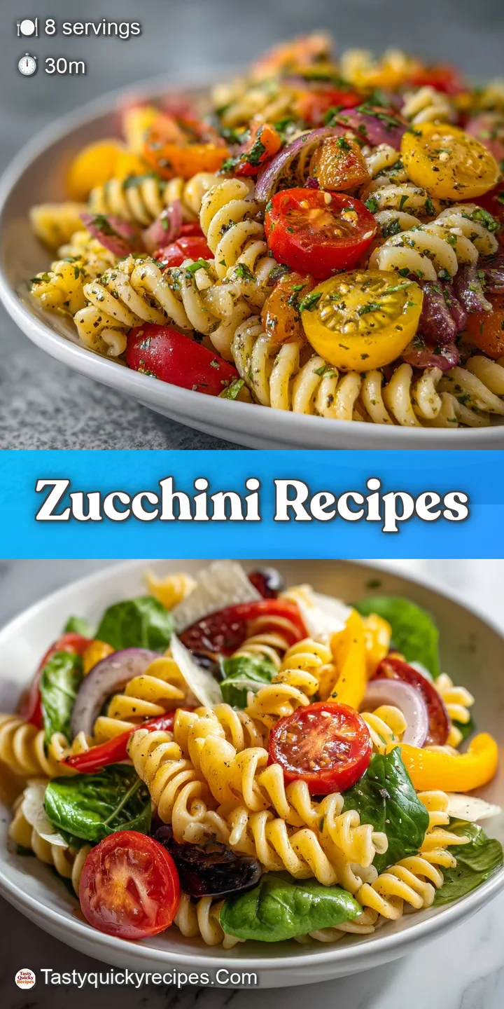 Close-up of pasta salad highlighting the glossy texture of perfectly coated pasta and the crispness of diced garden vegeta...