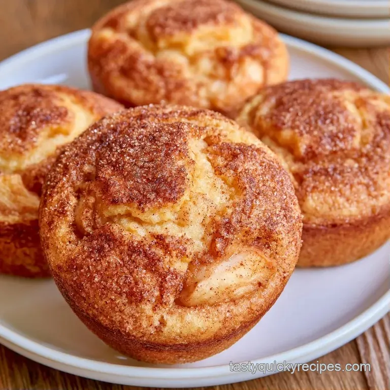 A fluffy golden muffin on a white ceramic plate, paired with a drizzle of honey and thin, crisp apple slices.