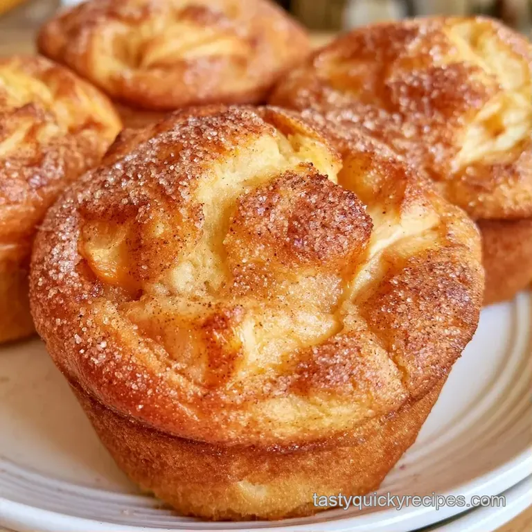 A stack of warm, cinnamon-dusted cakes on a white ceramic plate beside a steaming cup of morning coffee.