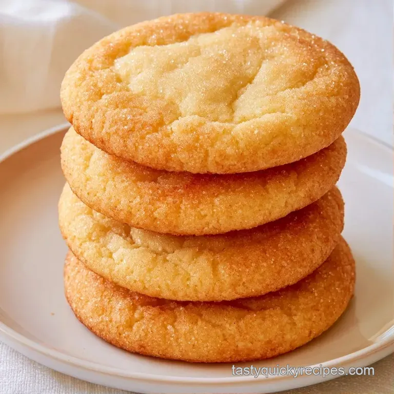 A neat stack of pale gold cookies on a ceramic plate, paired with a small glass of milk and a neutral linen napkin.