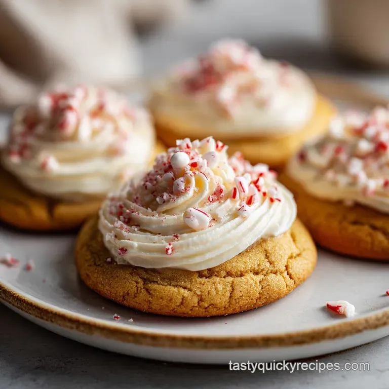 Cookies arranged on a white ceramic platter with a light dusting of sugar and crushed peppermint candy pieces.