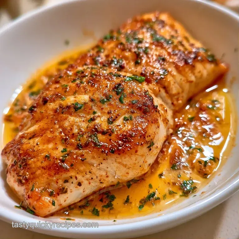 Vibrant red fish fillet atop a creamy coconut sauce, garnished with bright green cilantro and red pepper strips.