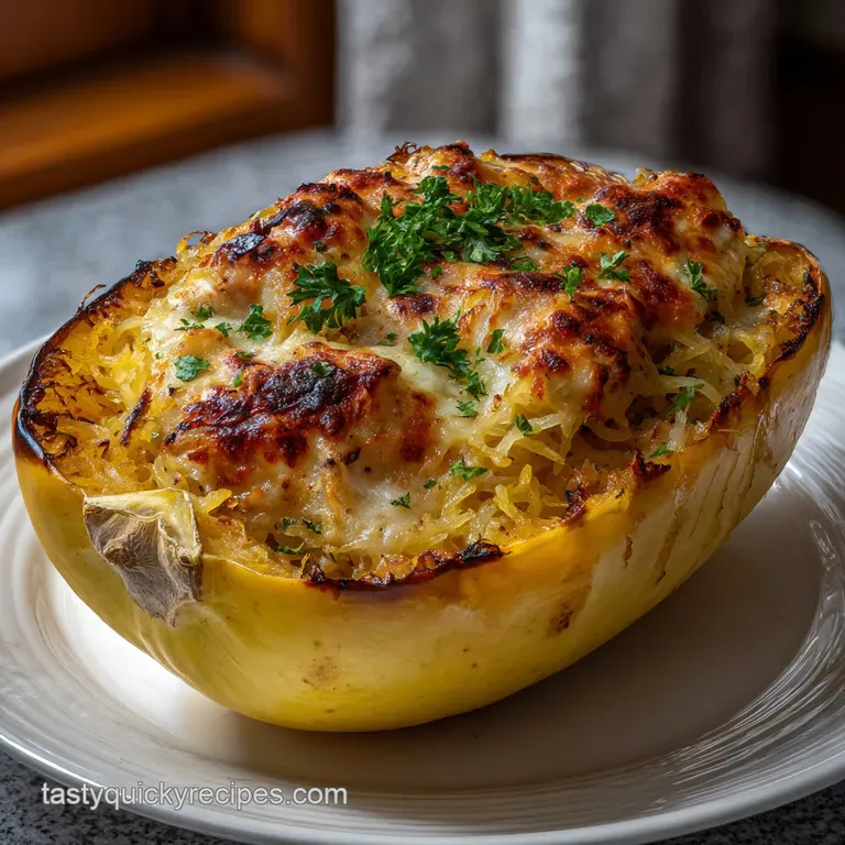 Stuffed Spaghetti Squash Recipes: Cheesy Beef Boats presentation